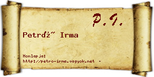 Petró Irma névjegykártya