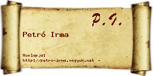 Petró Irma névjegykártya
