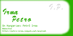 irma petro business card